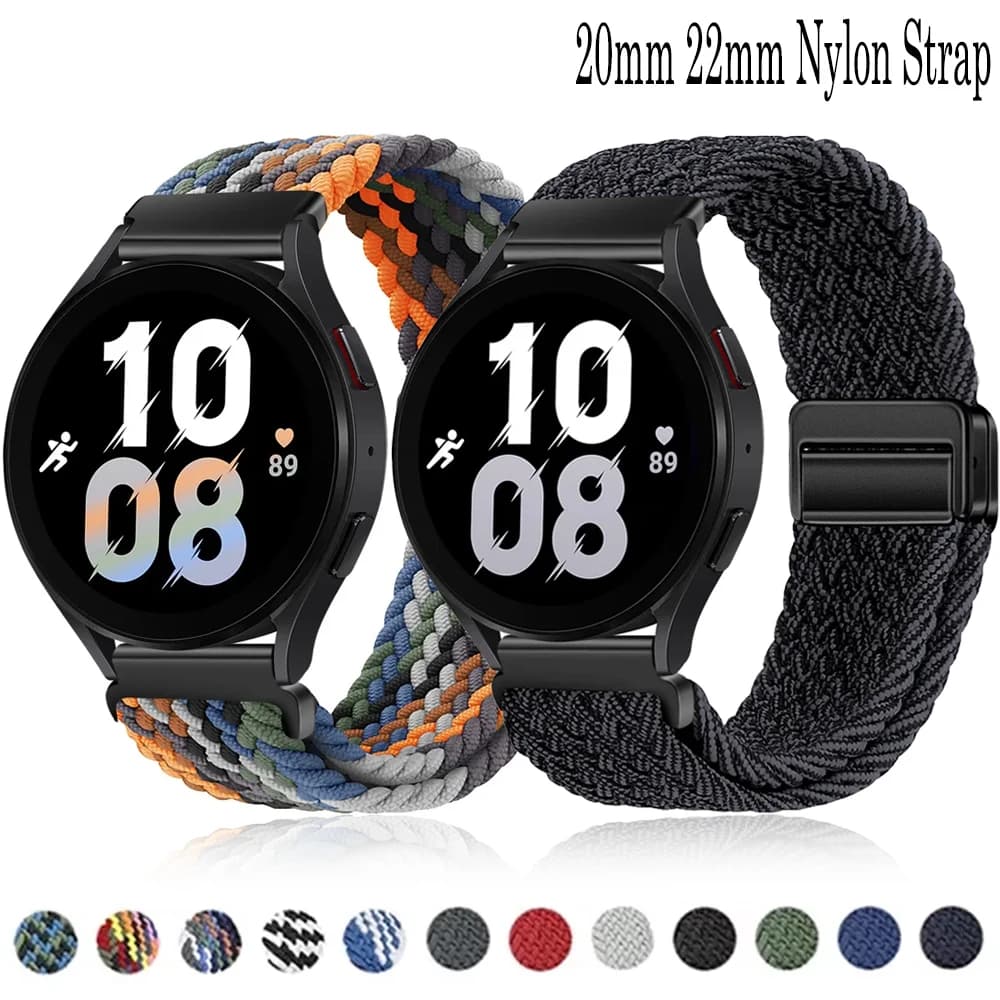 Cinturino in nylon intrecciato da 20mm 22mm per Samsung Galaxy Watch 7 6 5 4 Bracciale magnetico Huawei Watch 5/GT6/GT5/GT4-3 Pro Band
