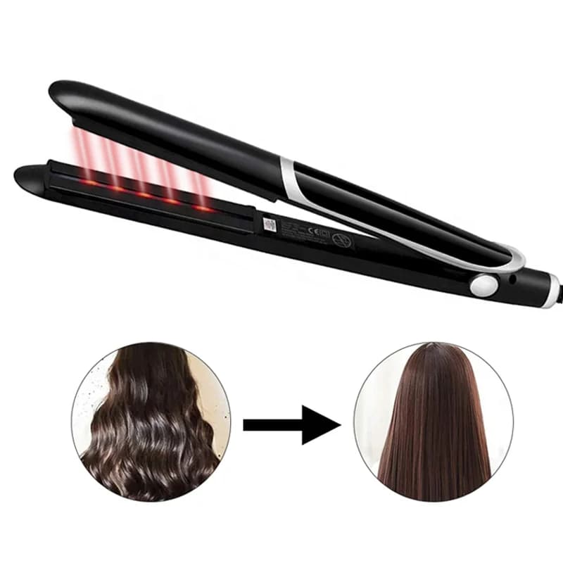 Piastra per Capelli Professionale in Ceramica con Display LCD, Tormalina, Infrarossi, Multi-Temperatura (160-220°C), Elettrica