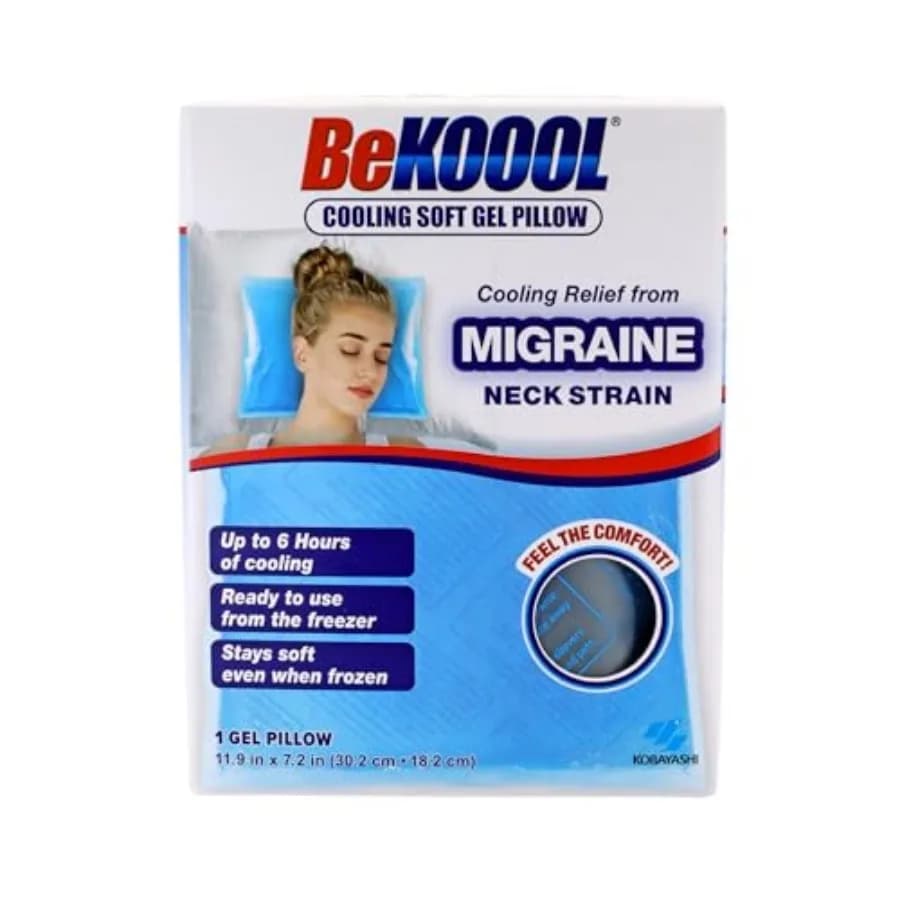 BeKOOOL Cooling Soft Gel Pillow - Reusable Cooling Relief from Migraines, Neck Strain and Fever - Up to 6 Hours of Cooling, Rea