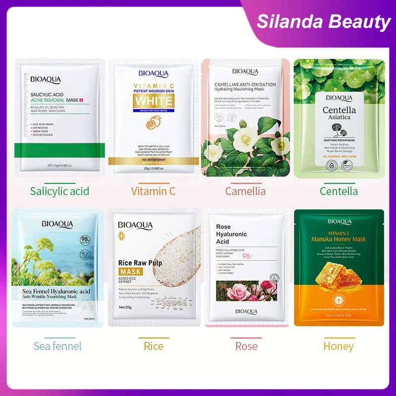 Acido salicilico Vitamina C Maschera per il viso Ridurre Idratazione profonda Maschera per la rimozione dell'acne Idratante Rinfrescante Schiarente Cura della pelle del viso
