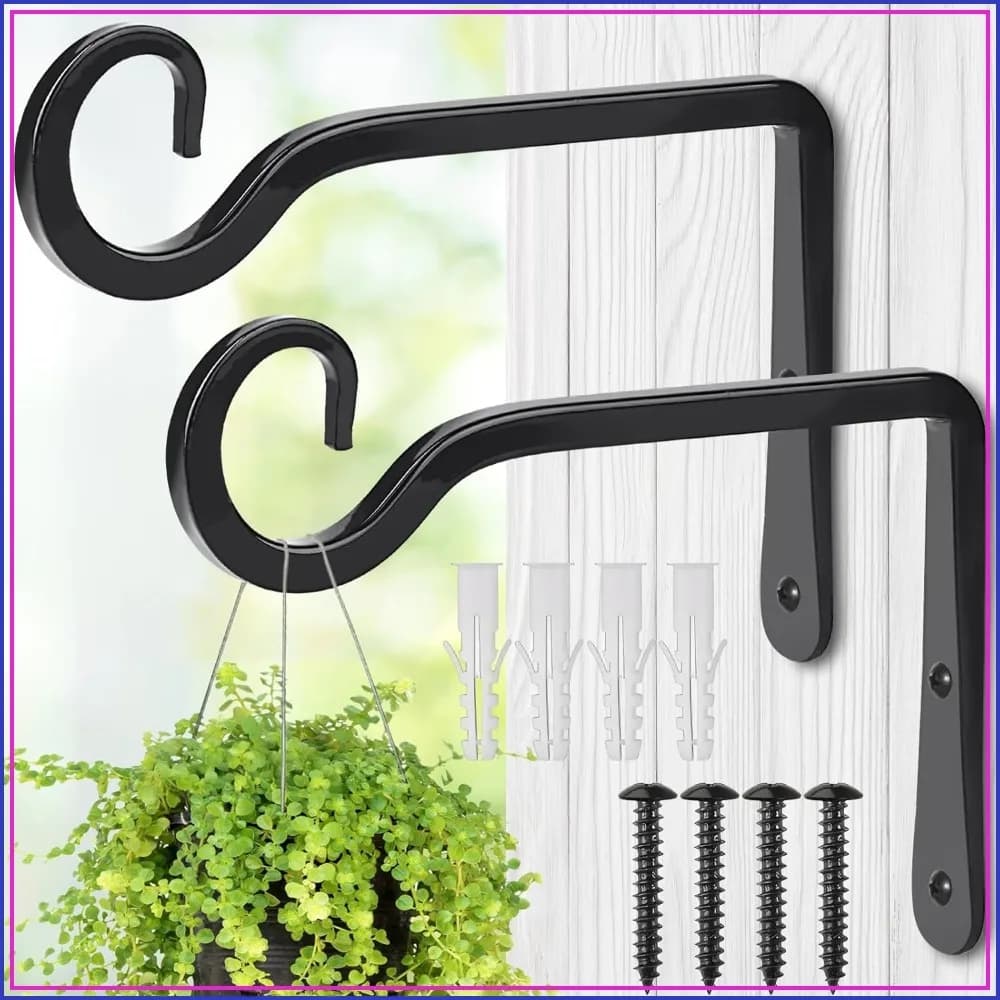 2 Pack 6 Inch Hanging Plant Bracket, Metal Wall Hooks for Hanging Plants, Bird Feeder, Flower Basket, Wind Chimes, Indoor Outdoor