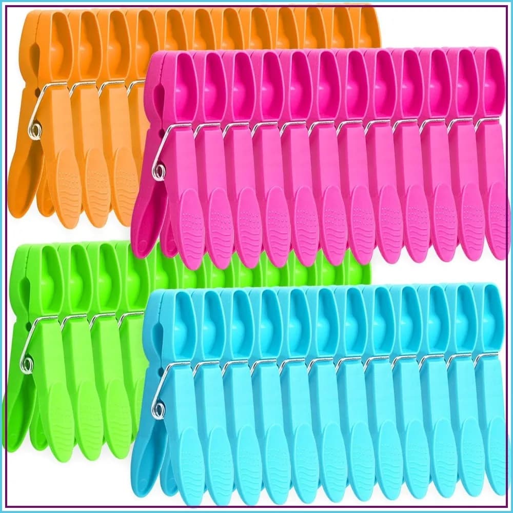 48 Pack Colored Plastic Clothespins, Heavy Duty Non-Slip Laundry Clips for Hanging Clothes, Towels, Crafts, Chip Bags