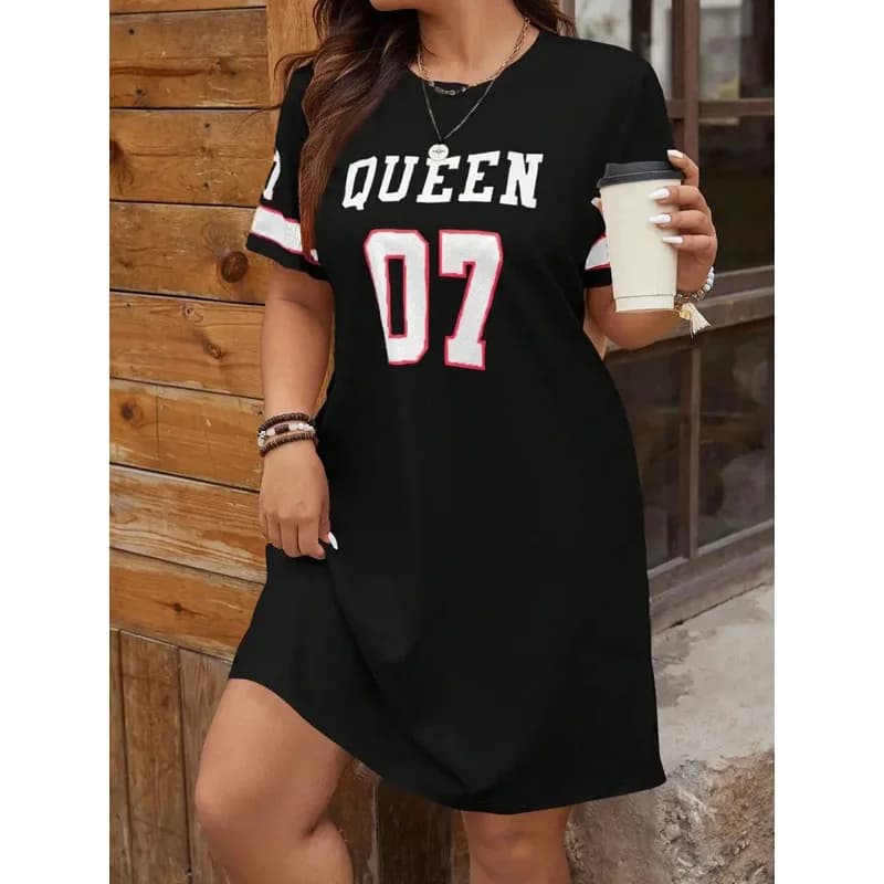 Deeptown Blokecore Mini abiti stampati con lettera Donna Estate Scollo a V Casual Manica corta Tshirt Abito Streetwear Abito bianco nero