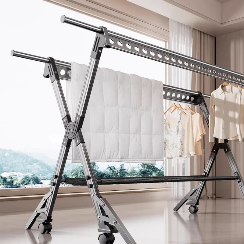 Stendibiancheria Telescopico da Pavimento a Soffitto per Interni, Balcone, Camera da Letto, Accessorio per Asciugare Coperte