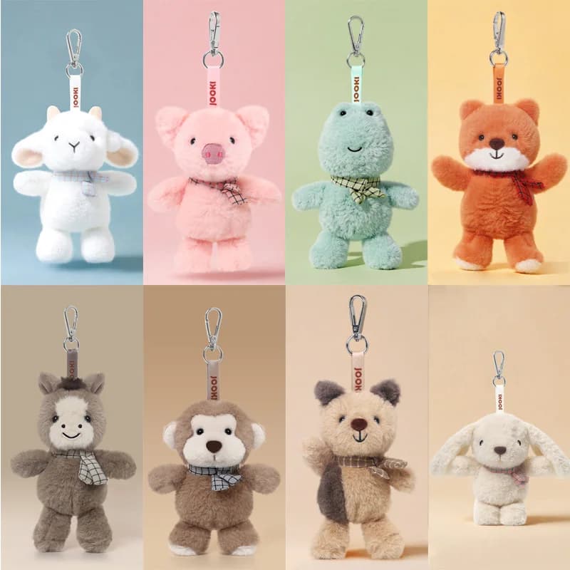 Kawaii Cucciolo Peluche Del Fumetto Cavallo Volpe Cane Coniglio Rana Pecora Scimmia Maiale Farcito Peluche Portachiavi Borsa Ciondolo Regalo Per I Bambini