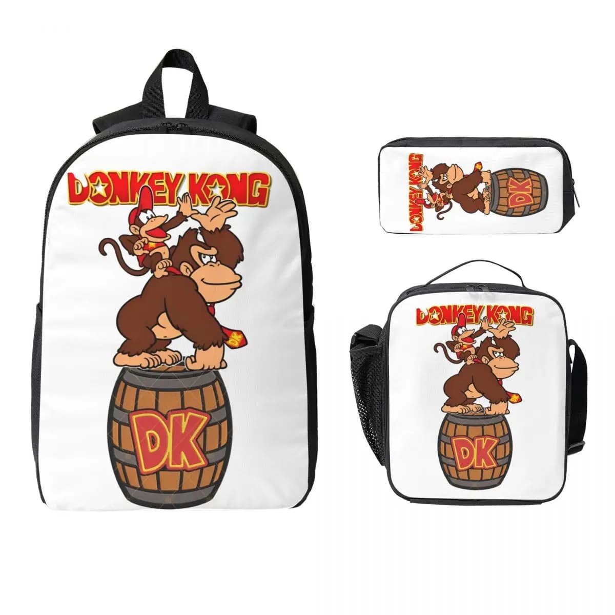 Donkey Kong Bananza Gioco Zaino per bambini Scatola per il pranzo Scatole per matite per ragazzi Zaini per ragazze Set di zaini per libri