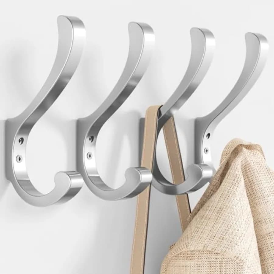 Coat Hooks for Hanging Heavy Duty - Extra Large 5. inch Wall Mount Hooks for Backs, Purses, Clothes, Towels, Bags - Metal Screw
