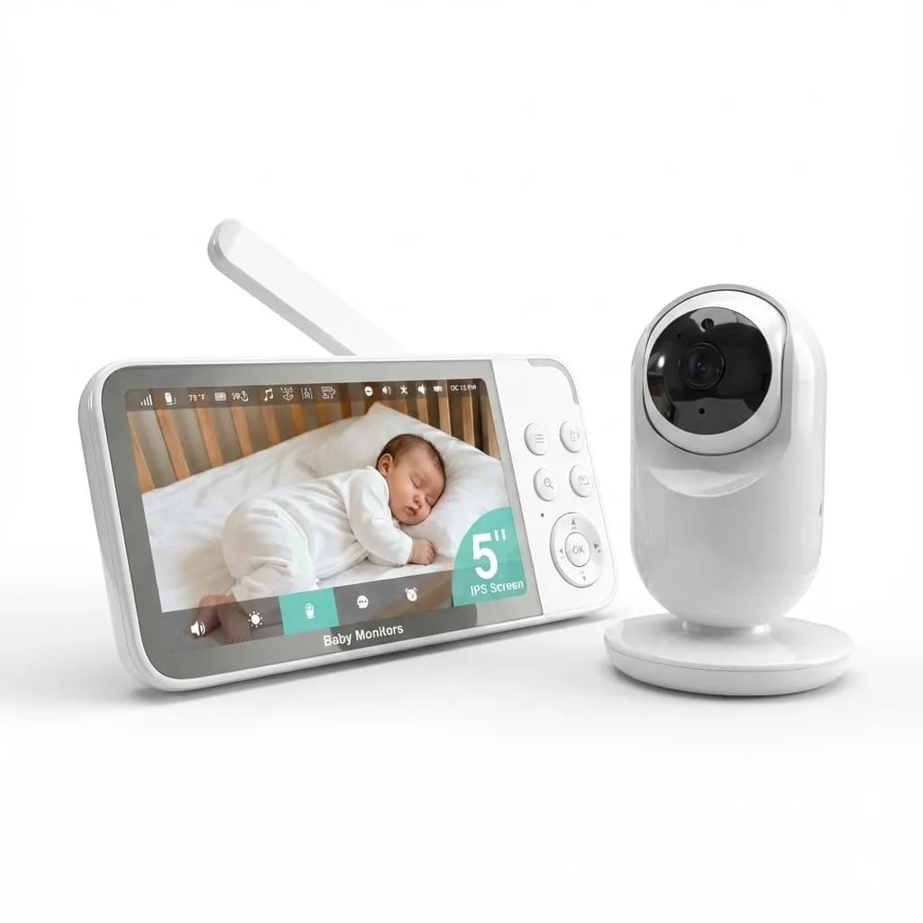 Monitor per Bambini KT-566W con Schermo IPS da 5", WiFi Tuya Smart, Video 1080P, Telecamera PTZ con Tracciamento AI, Audio Bidirezionale, Monitoraggio 2.4GHz