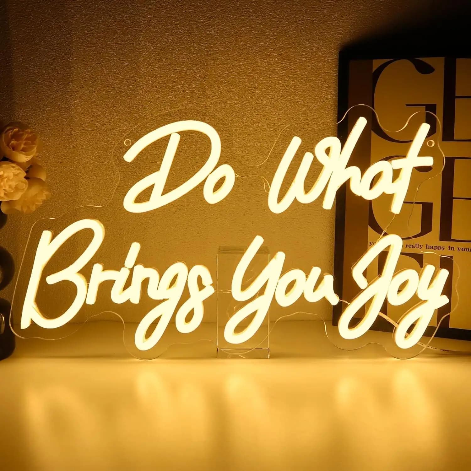 Insegna al Neon 'Do What Brings You Joy' con Luci LED USB Dimmerabili per Camera da Letto, Ufficio, Club, Bar Motivazionale, Casa, Pub, Decorazione per Feste e Regali