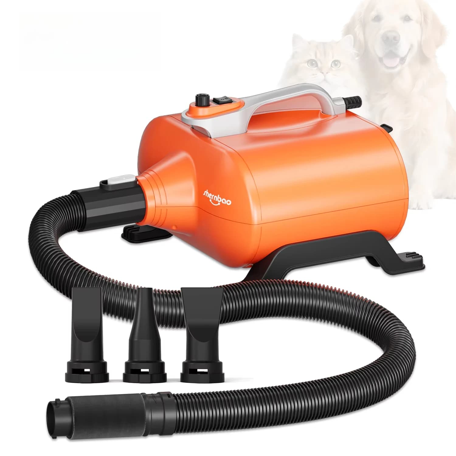 Shernbao DHD-2400F/3000F Typhoon Asciugatore per Animali Domestici a Doppio Motore, Soffiatore per Pelo di Cani e Gatti