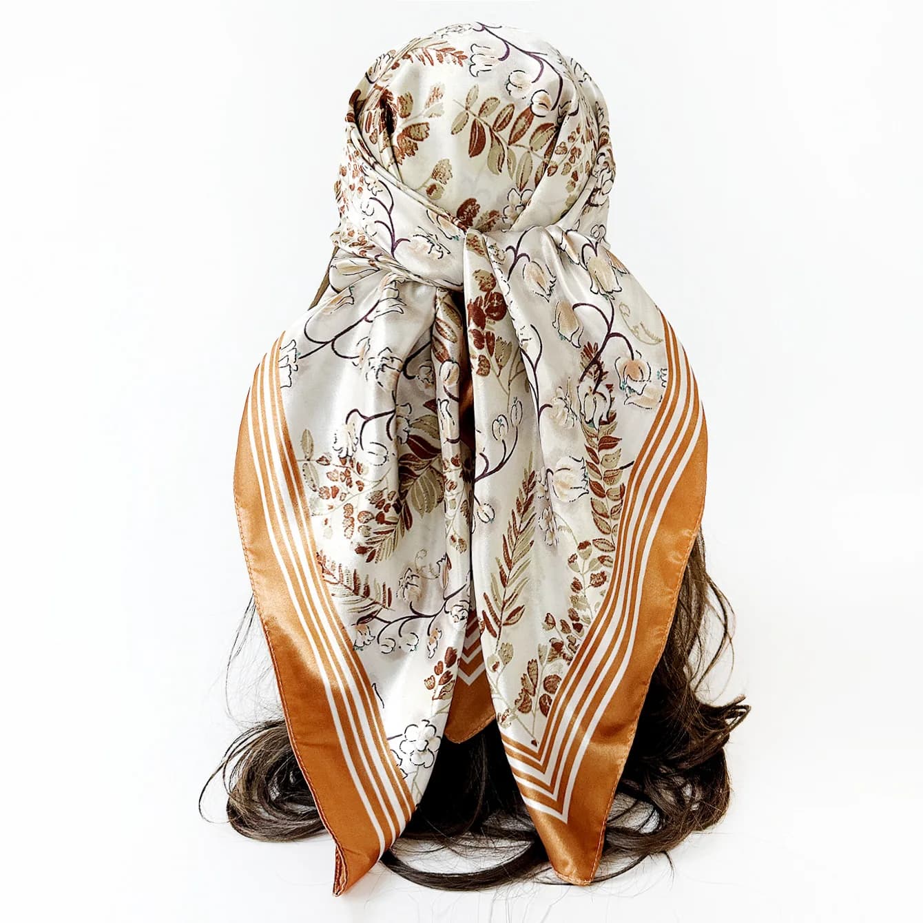 Foulard Quadrato da Donna di Lusso, Sciarpa Hijab, Copricapo in Raso, Bandana, Turbante Femminile, Fasce per Capelli, Accessori, Fascia per Capelli