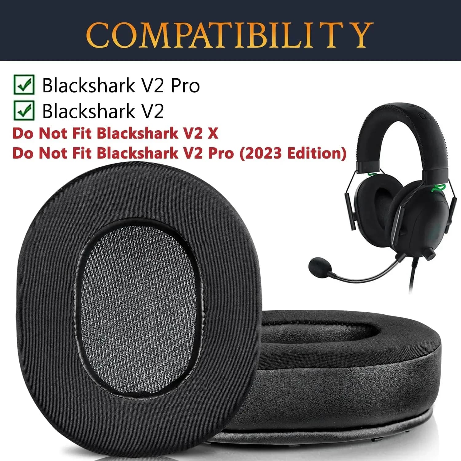 Suitable for Razer Black Shark V2PRO /V2 Wireless Gaming Headphones Replacement Cooling Gel Memory Sponge Headset Bearings