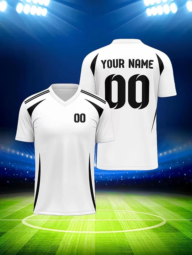 Nome personalizzato stampato in 3D Nome della squadra Numeri Maglia da calcio Nuove magliette sportive Maglie e-sport a righe Cool Scollo a V Top T-shirt unisex