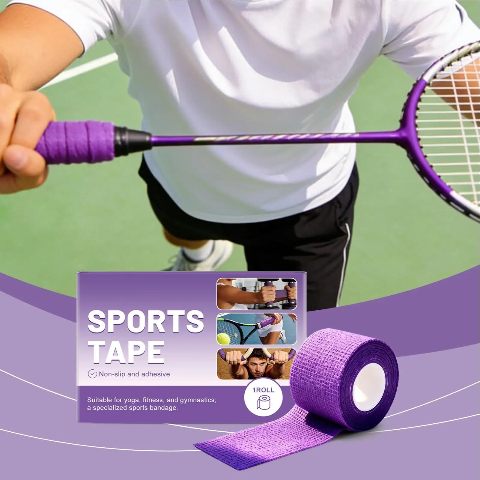 Nastro Adesivo Antiscivolo per Racchette da Tennis, per Barra di Trazione, Sollevamento Pesi, Uso Interno ed Esterno