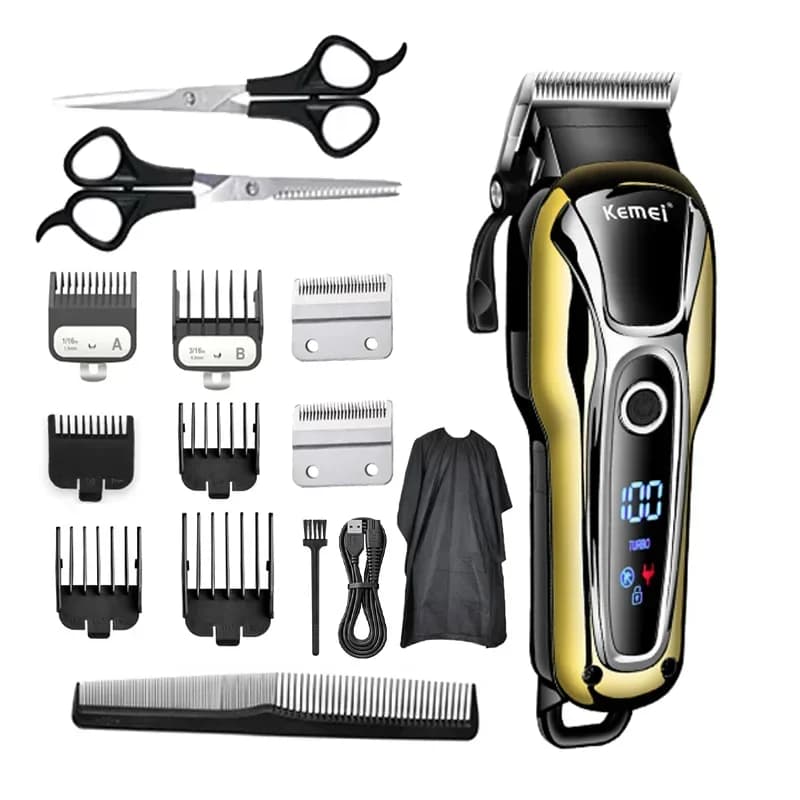 Professional Haircut Kemei KM-1990 men's rechargeable Trimmer Electric Taglierina Machine for Cutting LCD Hair Cordless Barba Trimmer
