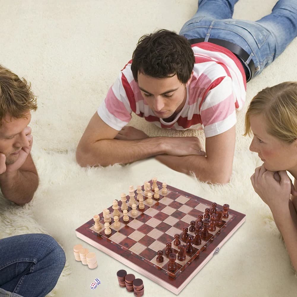 Sviluppo del Pensiero Strategico Scacchiera Pieghevole Non Tossica 29x29cm Set di Scacchi in Legno Miglior Regalo Gioco da Tavolo in Legno per Bambini e Adulti