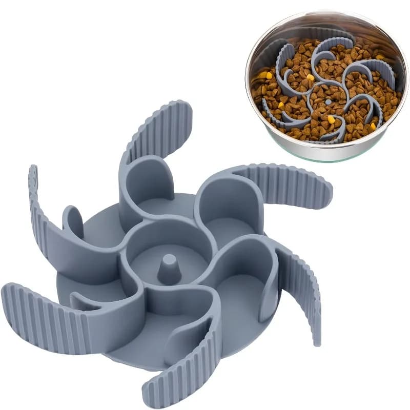 Slow Feeder Dog Bowls Insert [Octopus Suction Cups] Super Firm Slow Eating Dog Bowl [Cuttable] for Large Breed And Medium Size