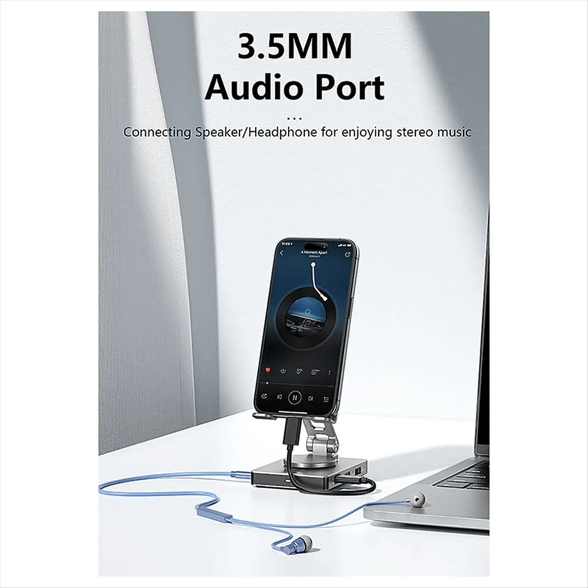 A69Z Docking station pieghevole USB C 8 in 1 con 360 ° Rotazione 5 Gbps, lettore SD TF, supporto hub telefonico PD 100 W per iPhone/Switch