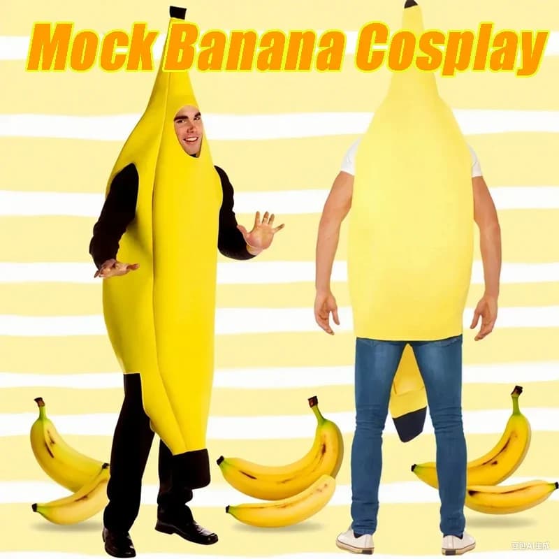 Set Costume da Banana Premium per Adulti, Abbigliamento Accattivante per Feste di Halloween, Cosplay ed Eventi Divertenti