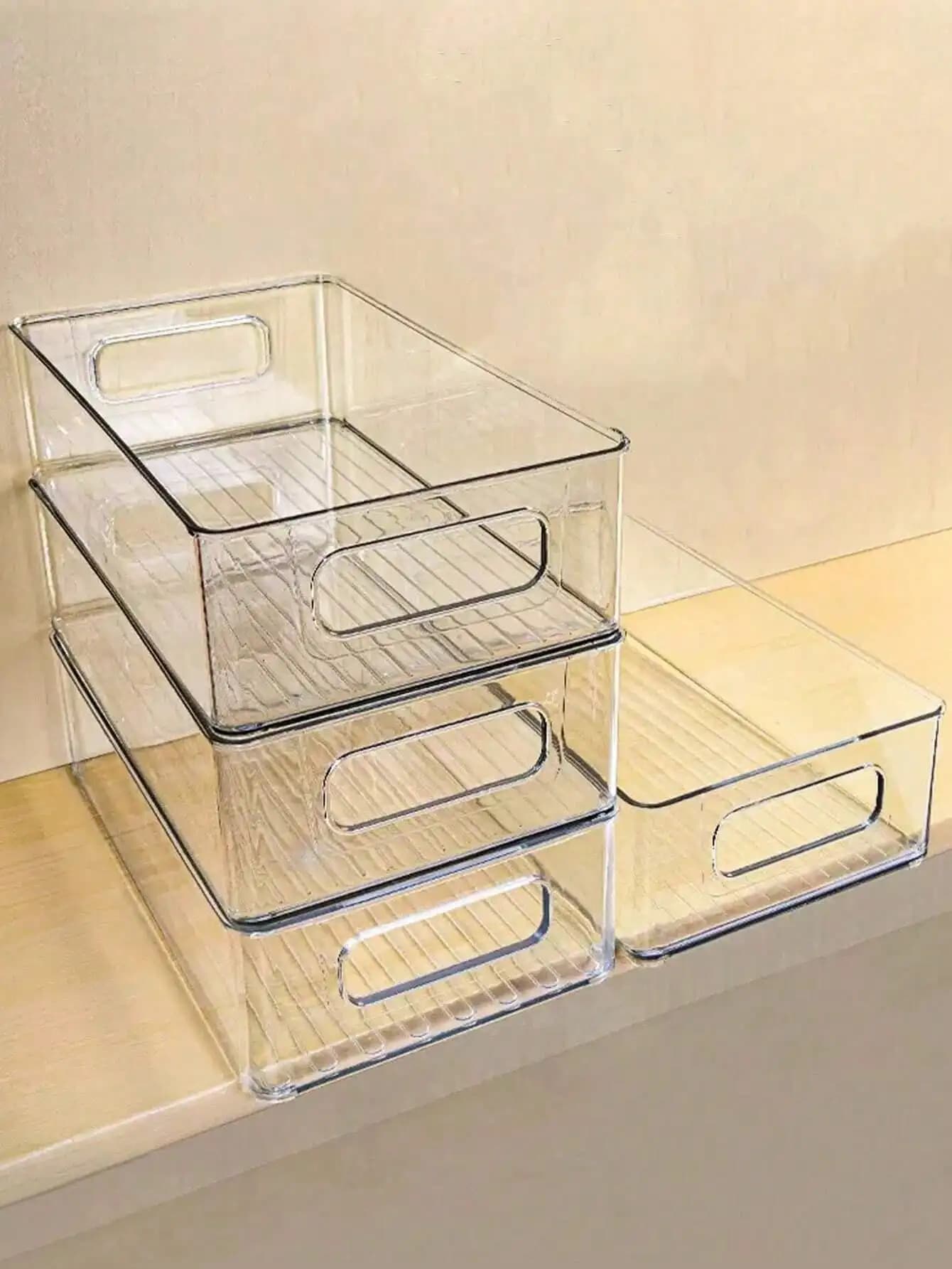 1/2/3/6 pezzi Scatole portaoggetti in plastica trasparente, contenitori trasparenti impilabili, scatole portaoggetti multiuso a cassetto per cosmetici, prodotti per la cura della pelle, articoli di cancelleria, snack, utensili da cucina, articoli per il bagno, soluzione salvaspazio per la toeletta, l'ufficio
