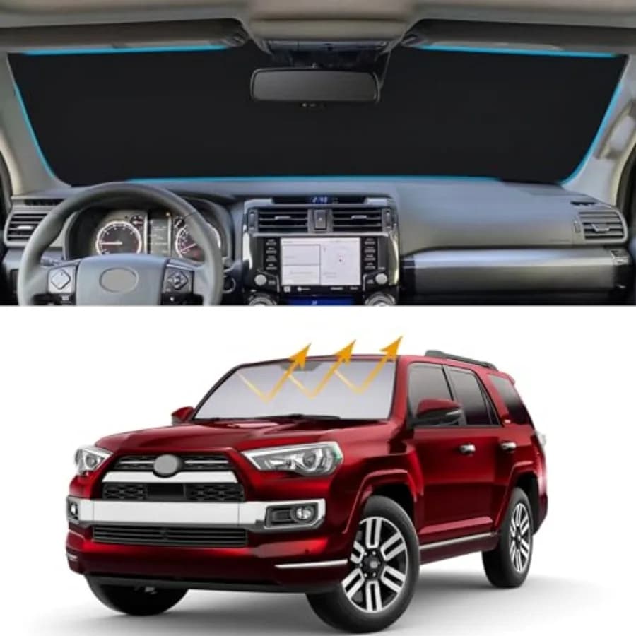 Windshield Sun Shade Compatible with Toyota 4Runner Accessories 2010-2024, Foldable Front Sun Visor, 4-Runner SR5, SR5 Premium,