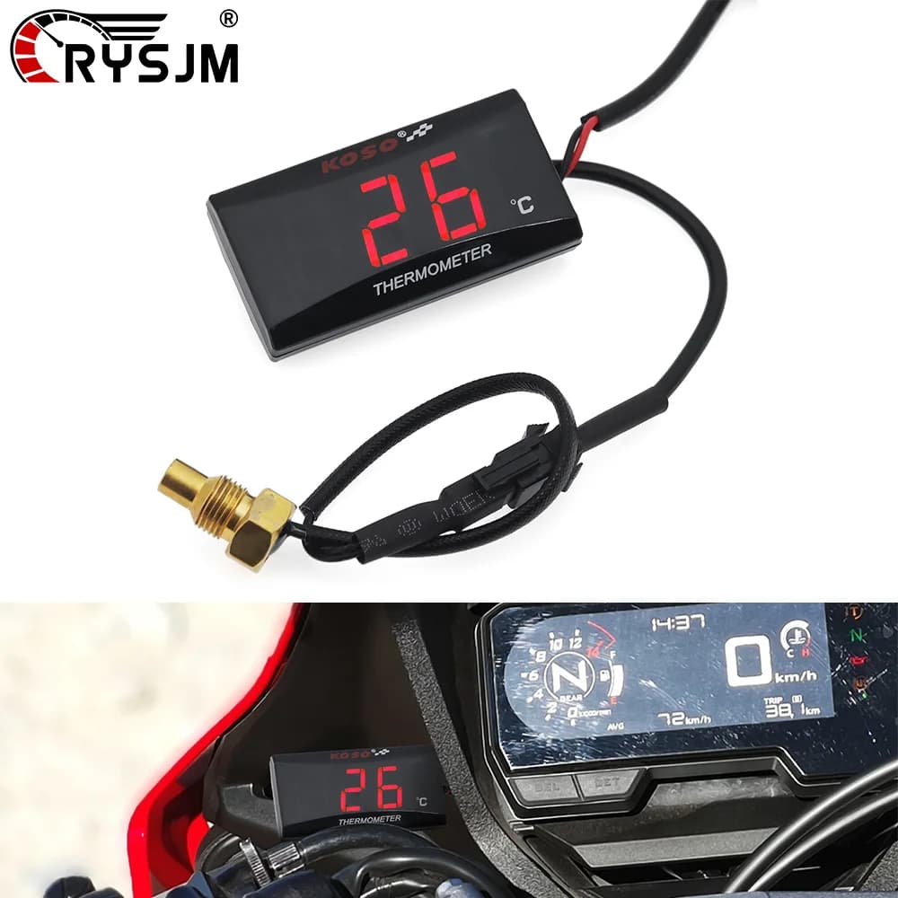 Motorcycle Water Temperature Gauge 0~120°C Thermometer Water Tank Temp Meter Indicator Warning With Sensors For 12V Motorbike