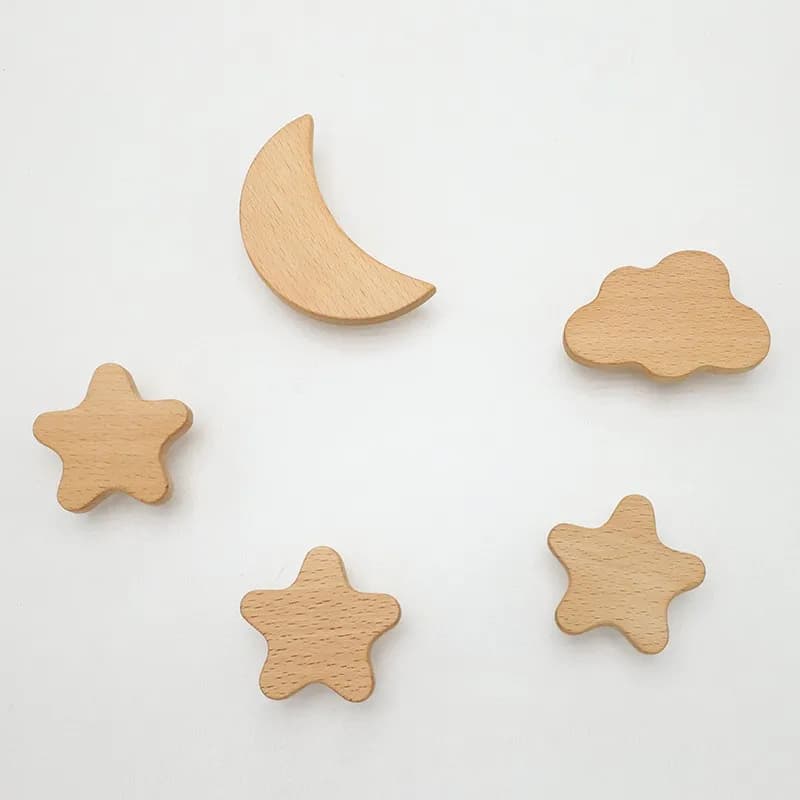 Maniglie per Mobili in Legno Massello Creative e Carine, Forma di Luna e Cuore, Maniglie per Cassetti da Cucina, Varie Forme, Accessori per Porte di Mobili