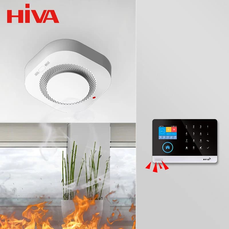 HIVA Wireless 433 MHz Rilevatore di fumo Protezione antincendio Allarme domestico per Home Office Connect Sistema di allarme Vigili del fuoco di sicurezza PA-441