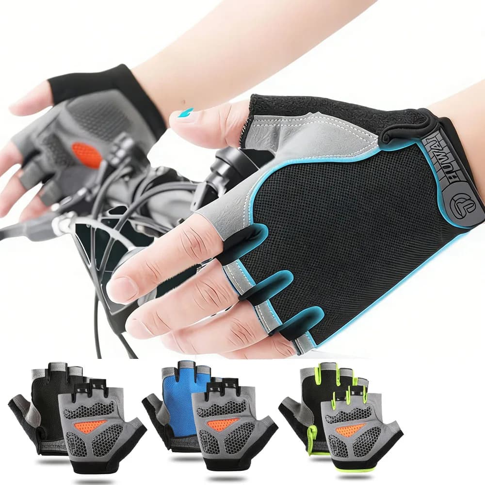 Guanti da Ciclismo Mezze Dita in Gel Uomo Donna Traspiranti Antiscivolo MTB Bici Guanti Estivi per Palestra Yoga Sport Allenamento