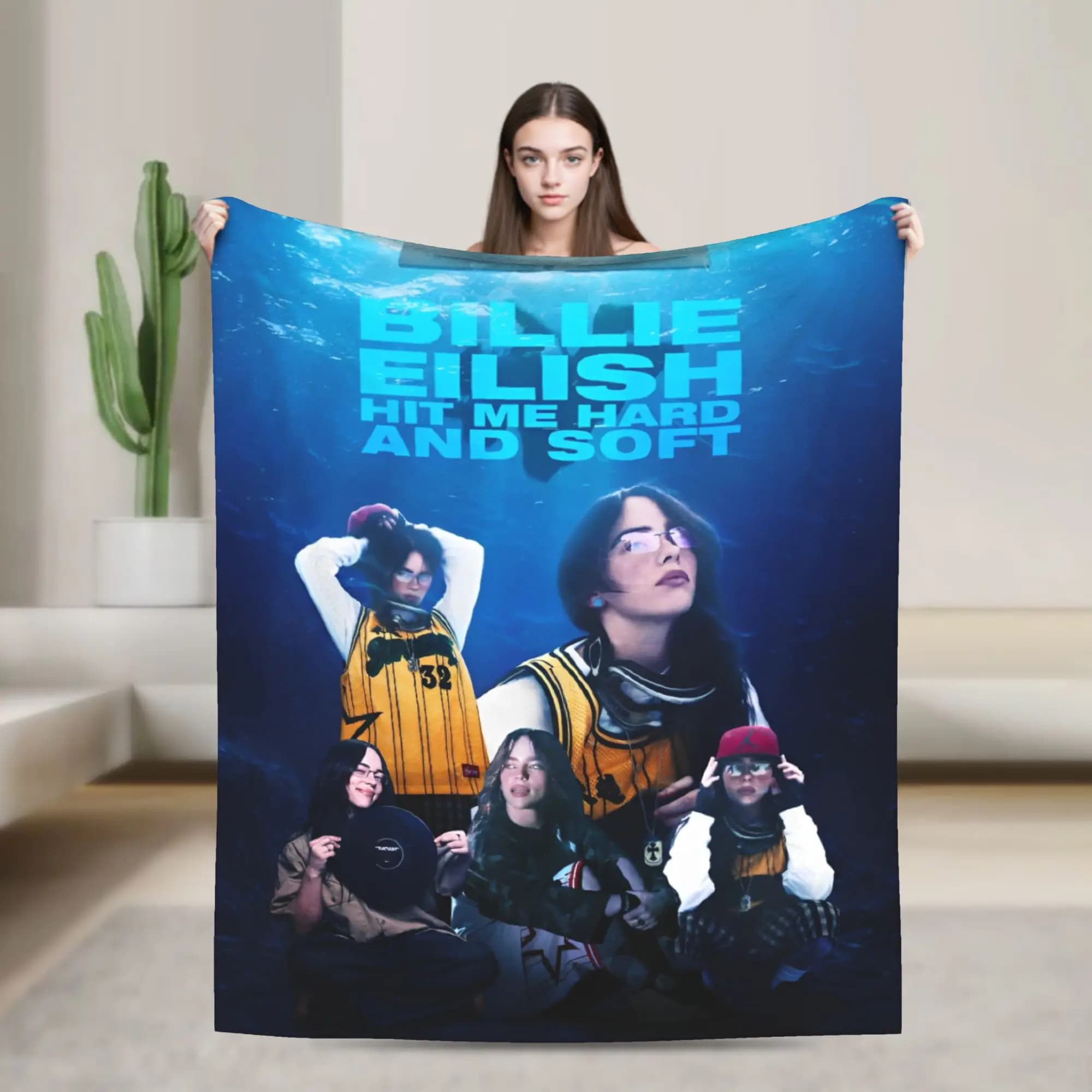 2025 Hit Me Hard And Soft Warm Soft Blanket Singer E-eilishes Tour Picnic Plush Throw Blanket Bed Flannel Bedspread Sofa Bed
