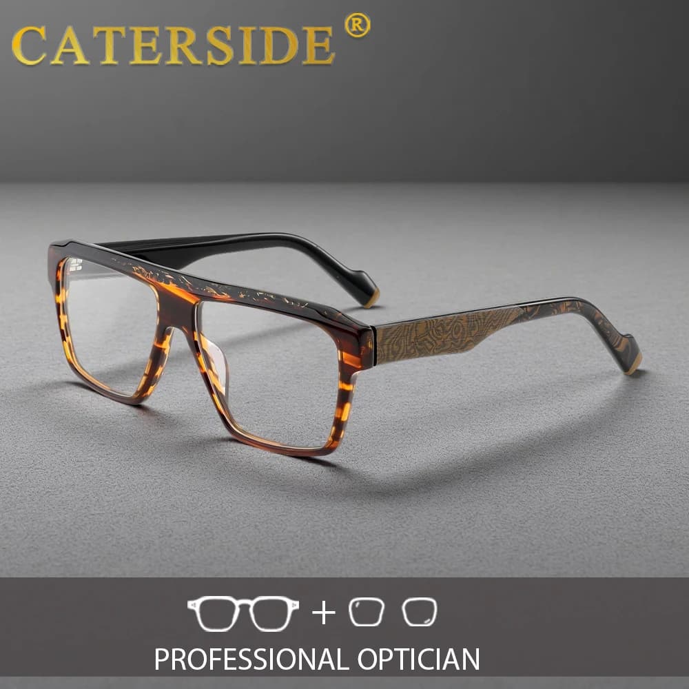 CATERSIDE Occhiali da uomo Montatura in acetato moda Cerniera a molla Montatura spessa Occhiali da vista personalizzati Occhiali giornalieri da donna