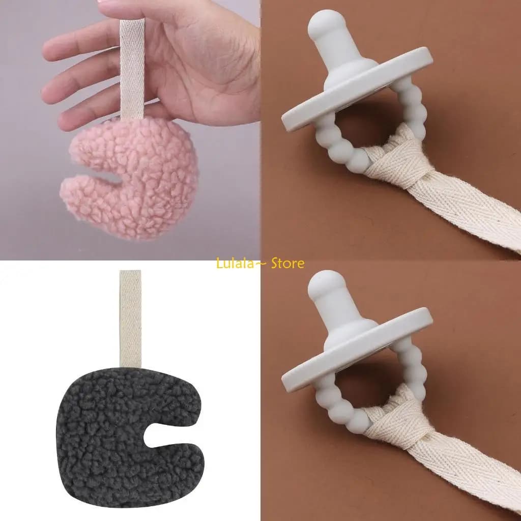Y4QA Baby Appease Pacifier Chain Pendant Soft Plush Moon Soother Teether Holder
