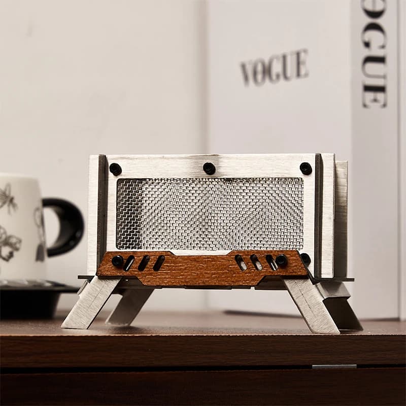 Stufa a Legna Mini in Acciaio Inox per Campeggio all'Aperto, Supporto per Aromaterapia, Stufa Portatile per Aromaterapia, Decorazione Casa Raffinata