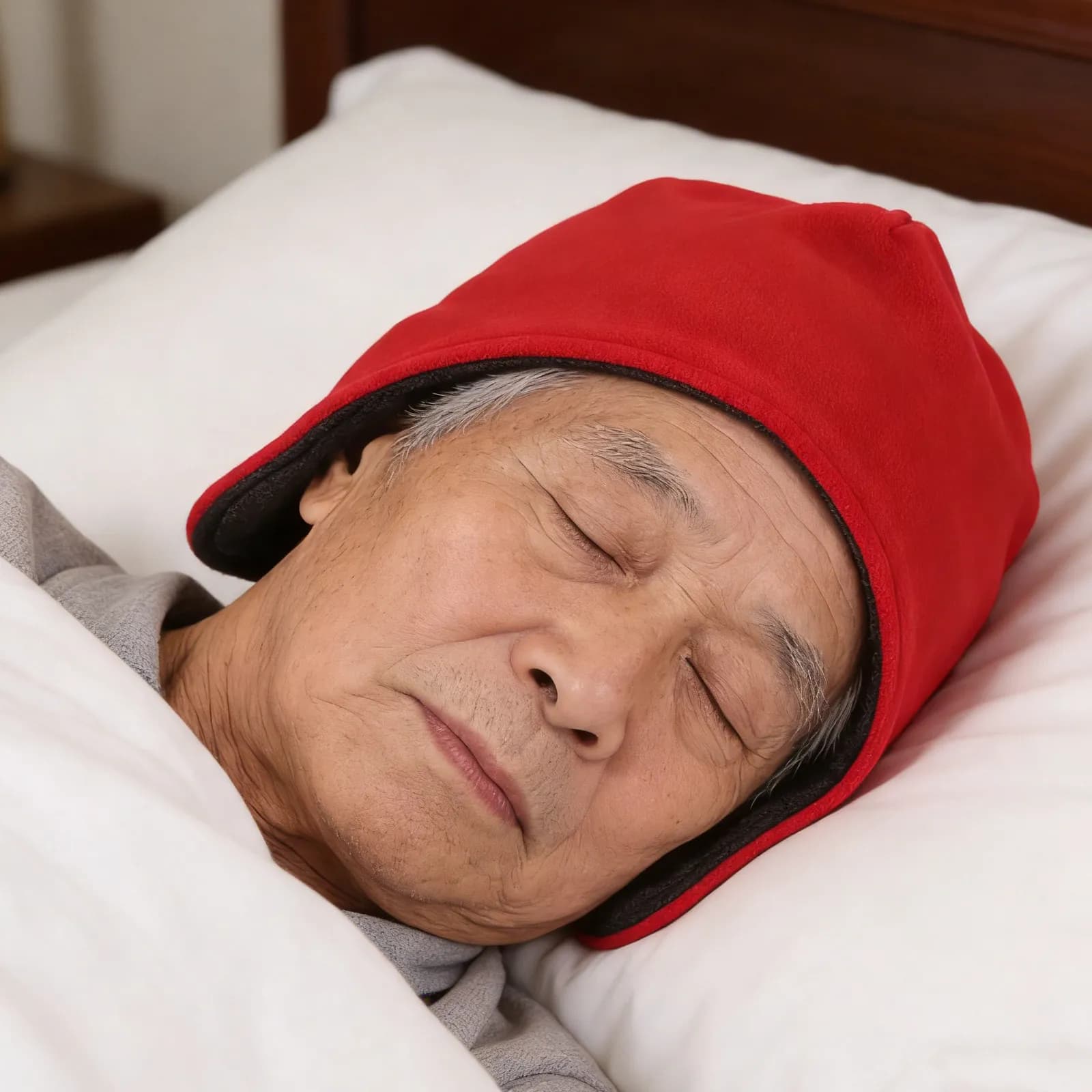 Fleece cap for the elderly, warm and soft, with earbud, for the winter, protection from the cold, nightdress, for man and woman, for indoors