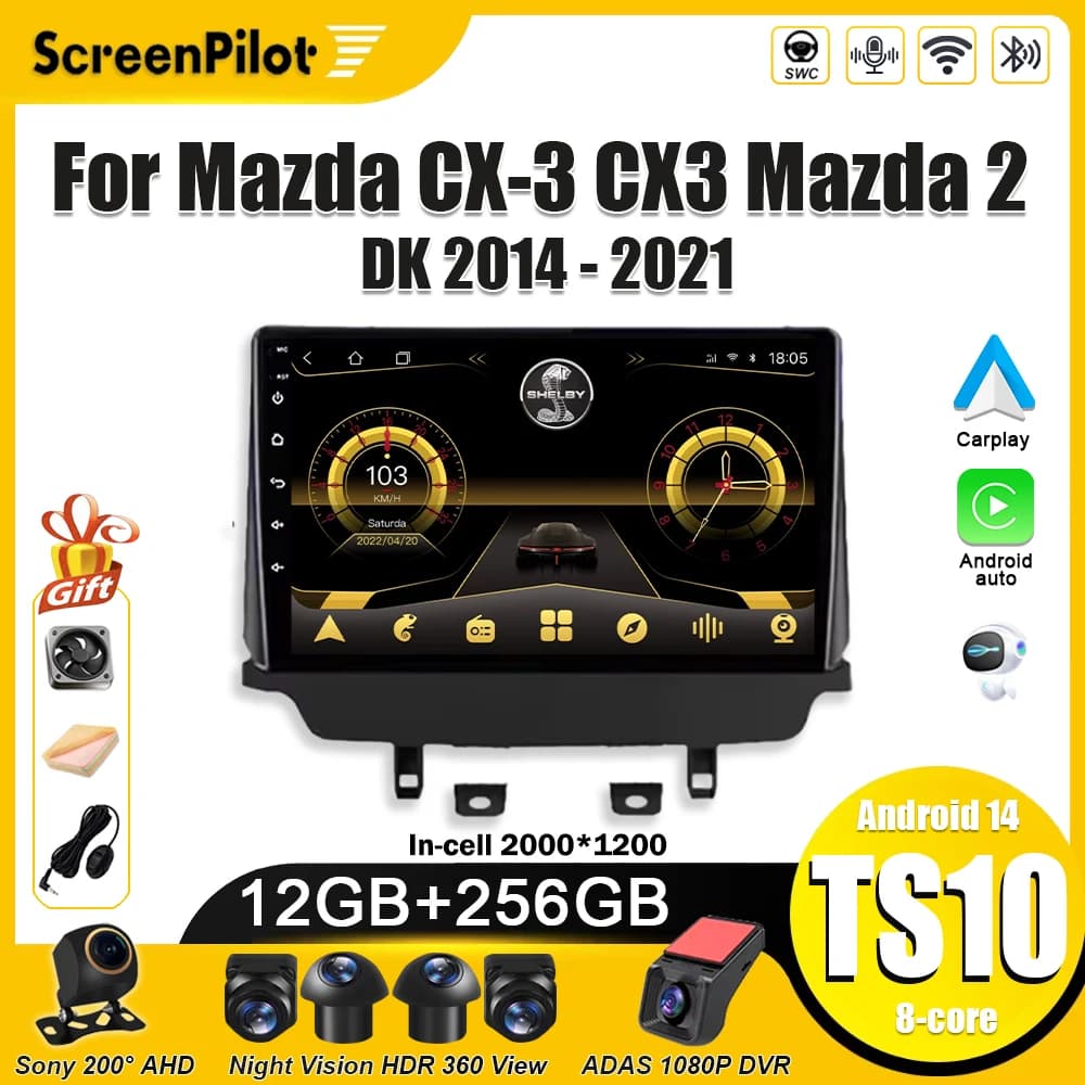 Android 16 For Mazda CX-3 CX3 Mazda 2 DK 2014 - 2017 2018 2019 2020 2021 Car Radio Multimedia Video Player Touch Screen Wifi 5G