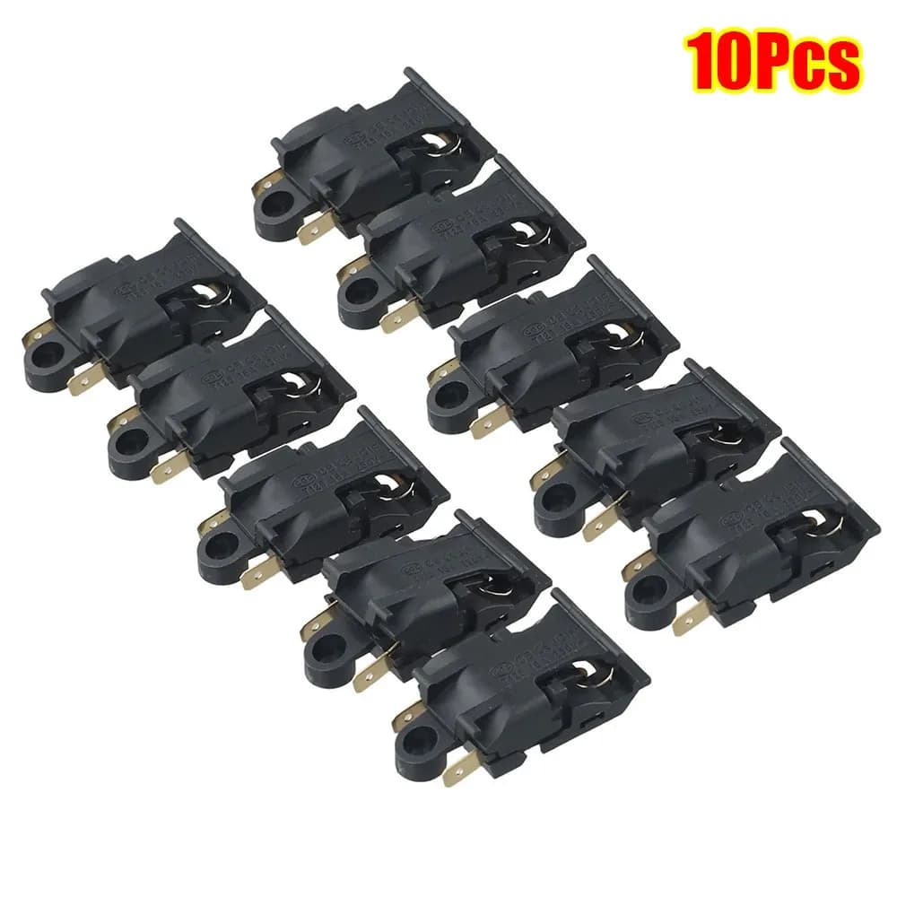 10Pcs Durable 250V Electric Kettle Switch 16A Black Thermostat Temperature Control 2-Pin XE-3 JB-01E Kitchen Part