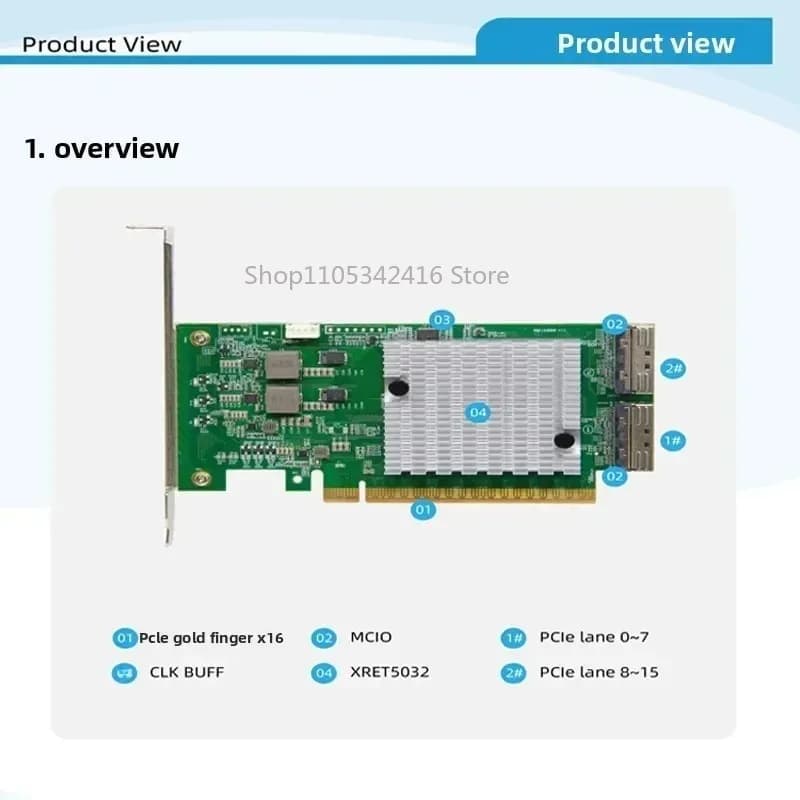 Scheda Retimer PCIe 5.0 X16 X8 32GT/s SFF-TA-1016, Adattatore di Espansione per GPU Esterna e Disco Rigido SSD
