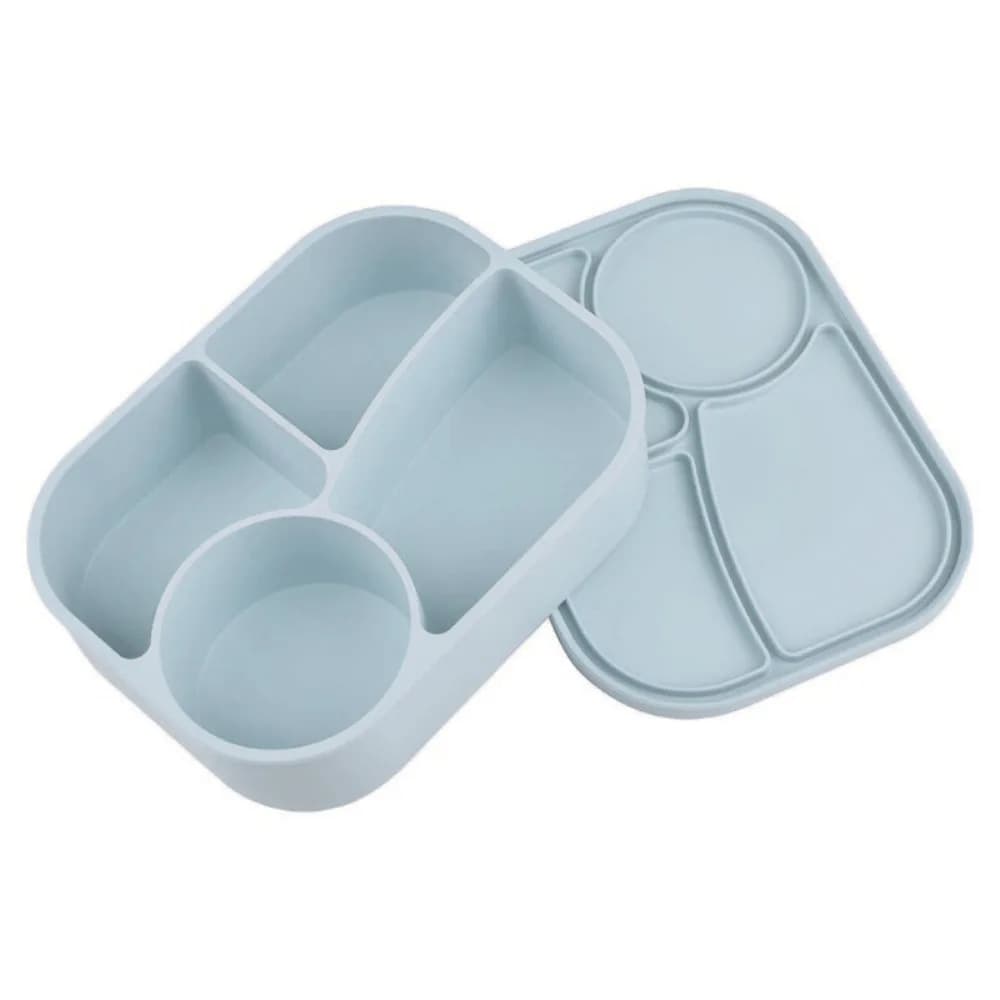 Contenitore per Pranzo Rettangolare in Silicone a 4 Scomparti, Resistente al Calore, Adatto al Microonde, Ermetico, per Studenti