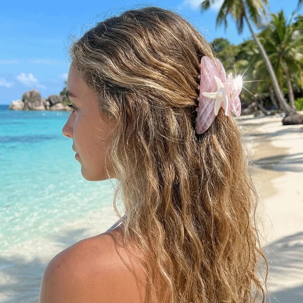 Stella Marina Grande Fashion Shape Hair Clip, Colorful Shark Clip with Beads, Female Hairstyle Accessories