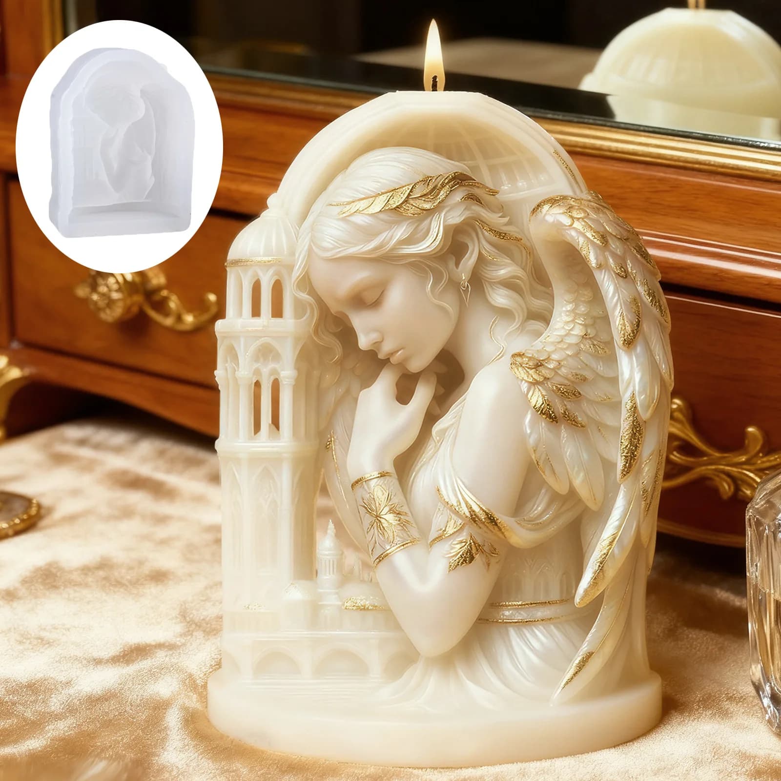 Stampo per candele a forma di angelo, stampo creativo per candele profumate, stampo in silicone per pietre diffusore di aromi, per aromaterapia, artigianato e fai da te