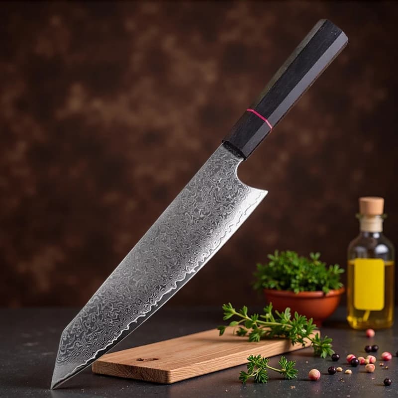Coltello Professionale Damascato per Carne, Frutta, Pesce, BBQ, Disossamento, con Manico G10, Coltelli da Cucina in Acciaio Damascato, Coltello da Chef