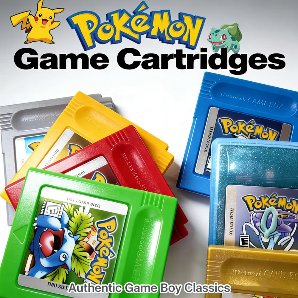 Cartuccia di Gioco Pokémon GBC in 5 Lingue: Rosso/Cristallo/Blu/Giallo/Oro/Verde/Argento