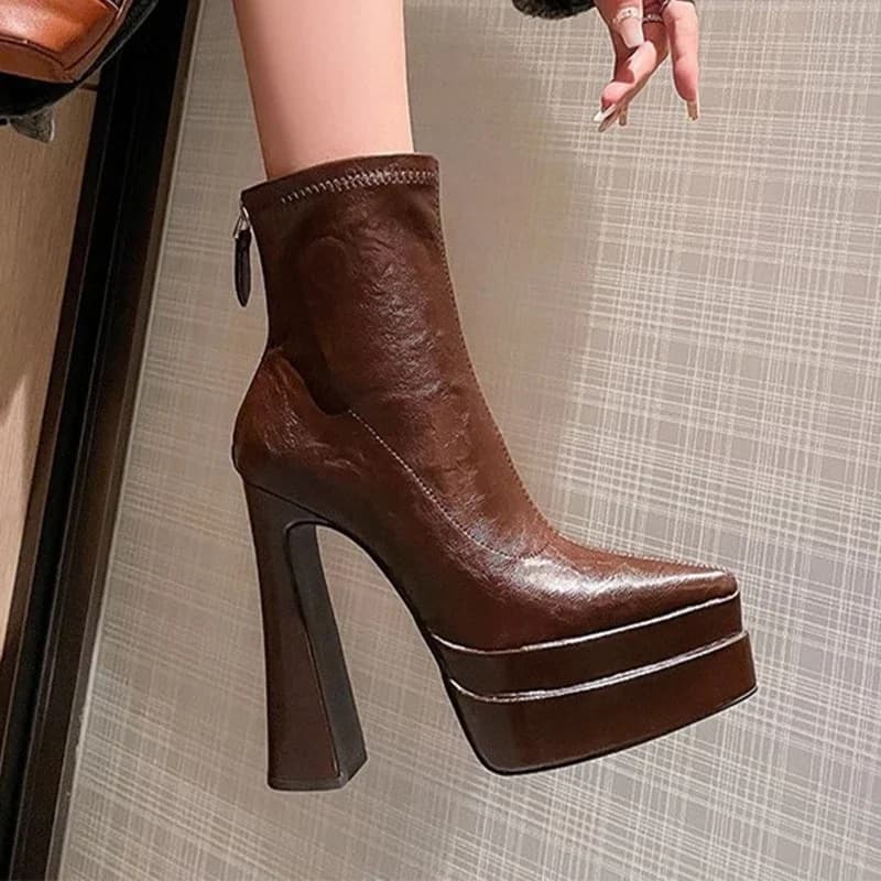 Stivaletti da donna con tacco super alto Scarpe a punta Scarpe moda Abito Designer Stivali da donna 2025 Inverno Sexy Chelsea Botas De Mujer