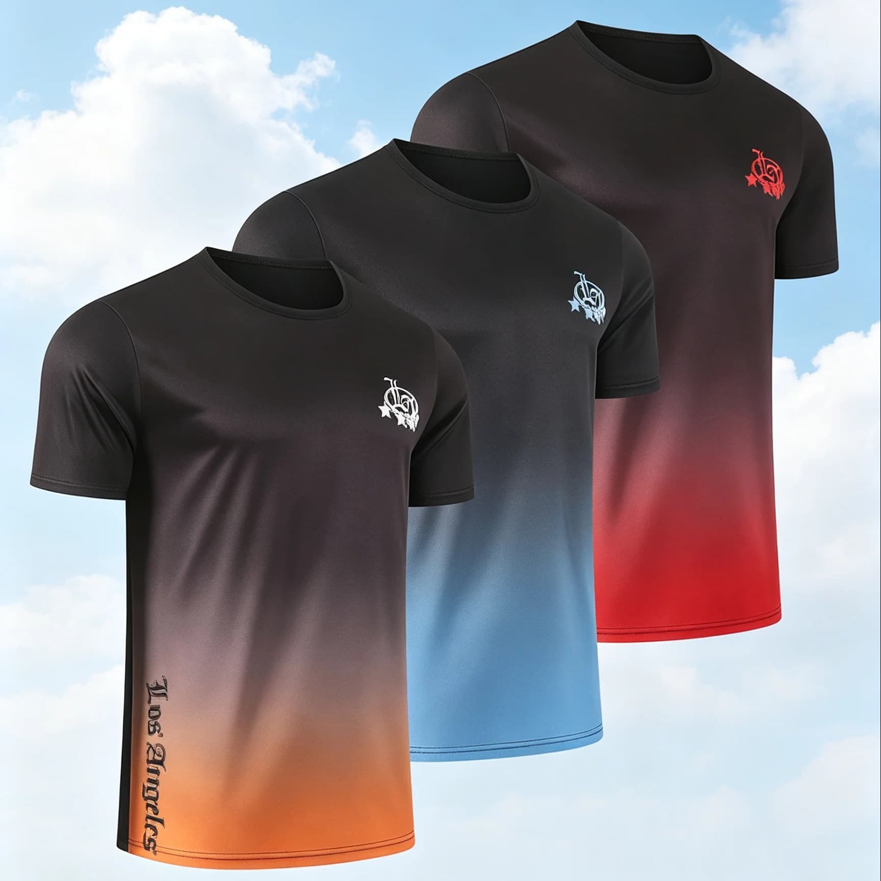 2/3 Piece Men's Summer Home Fashion Gradient Print Short Sleeved Sports Breathable Quick Drying Top Plus Comfortable T-Shirt
