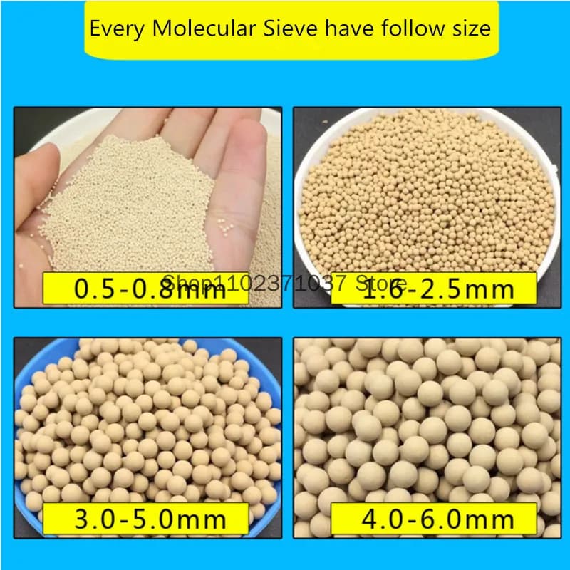 500g Zeolite 0,5 mm-0,8 mm 4-6 mm 5-8 mm 3a 4a 5a 13x Setaccio molecolare per petrolio e gas chimici