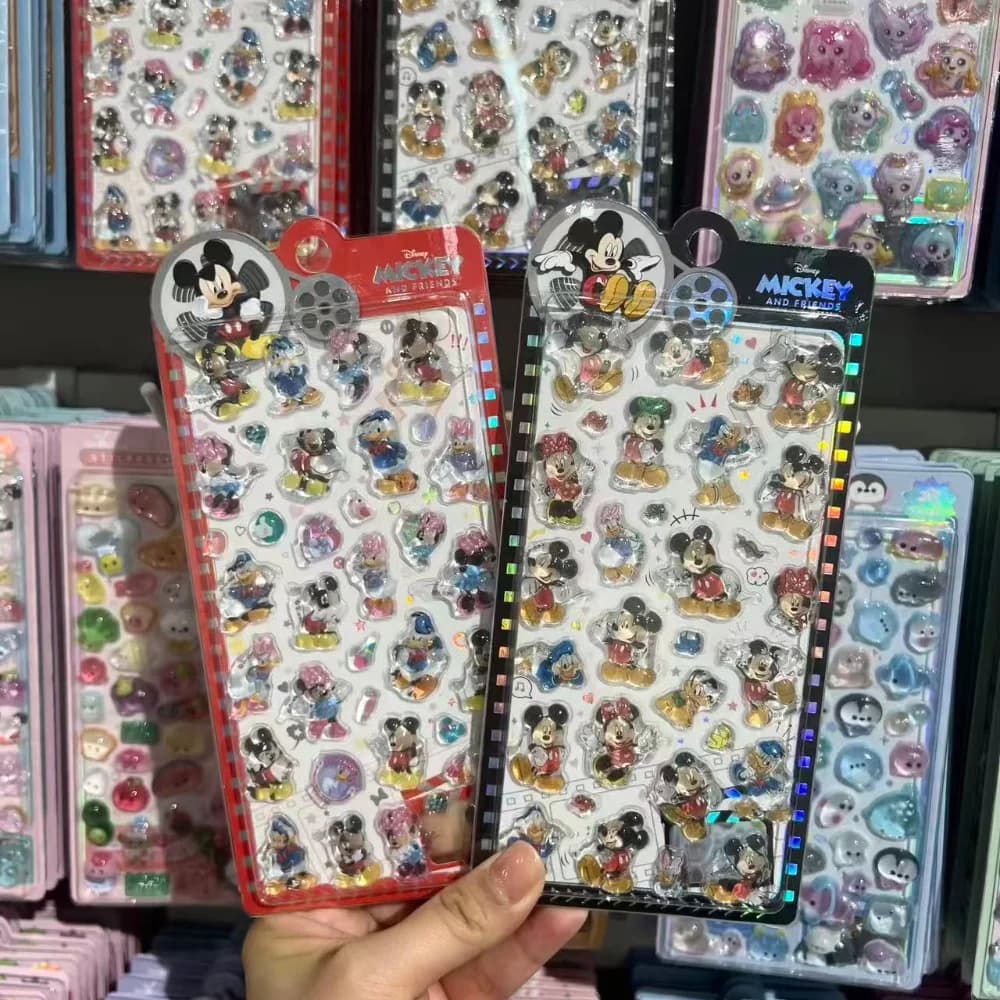 Adesivi 3D in Rilievo Anime Cartoon Mickey e Minnie, Puzzle in Cristallo per Studenti, Decorazione Fai-da-Te per Telefoni, Fotocamere e Cuffie