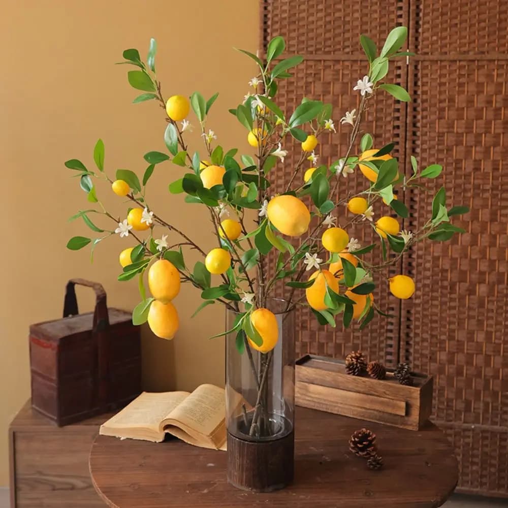 European Style Hotels Home Decoration Photography Props Restaurant Lemon Branch Artificial Flower Lemon Fruit Green Plants