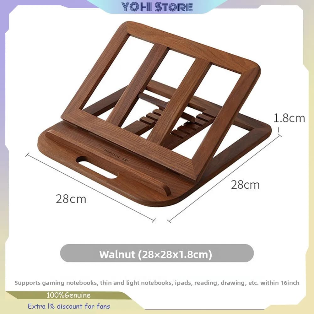 Wood Folding Vertical Laptop Stand Desktop Height Adjustable Cooling Black Walnut Multi-angle Adjustable Portable for Office
