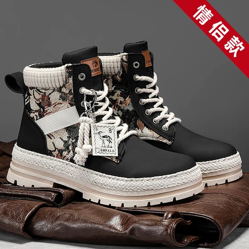Side Zipper Combat Ankle Boots For Men Wear Resistant Leather Shock Absorbing Outsole Daily Commute Outdoor All Season Walking