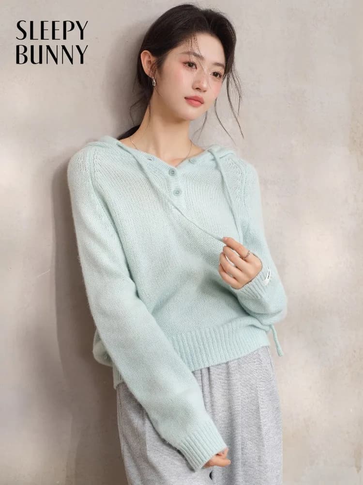 Felpa con Cappuccio in Lana da Donna, Maglione Morbido e Ampio Primaverile, Pullover Casual Versatile, Strato Base alla Moda, Caldo Essenziale per l'Uso Quotidiano